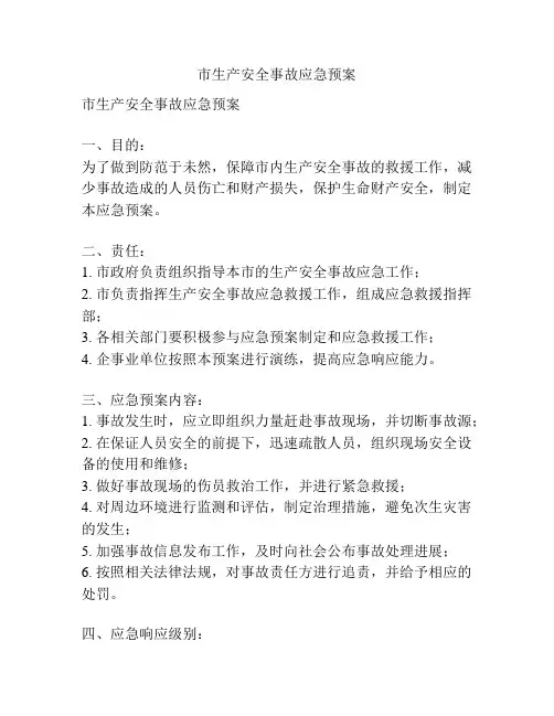 市生产安全事故应急预案