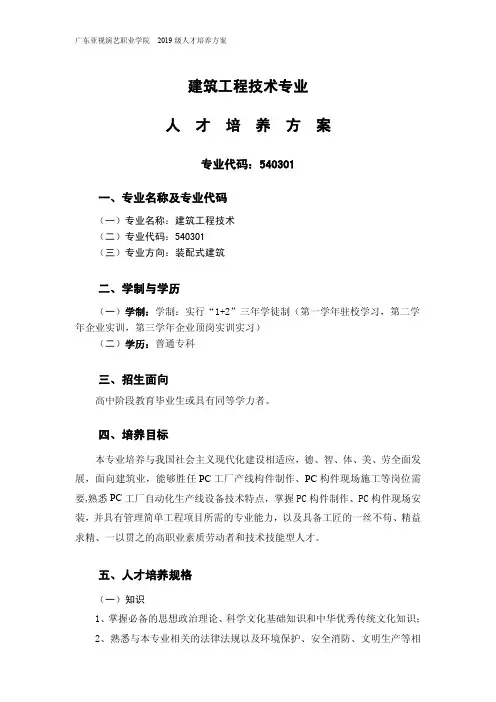 建筑工程技术专业人才培养方案