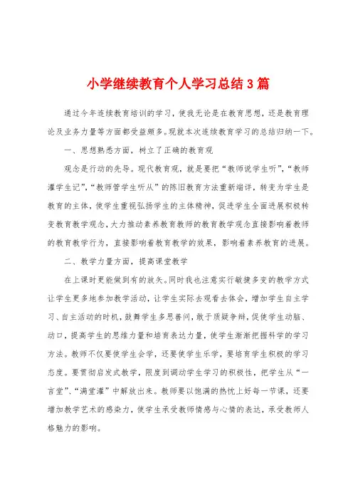 小学继续教育个人学习总结3篇
