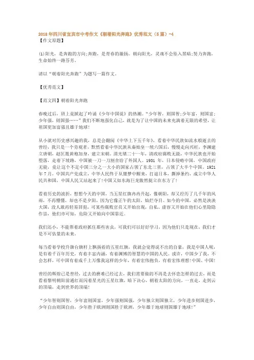 2018年四川省宜宾市中考作文《朝着阳光奔跑》优秀范文(5篇)-4