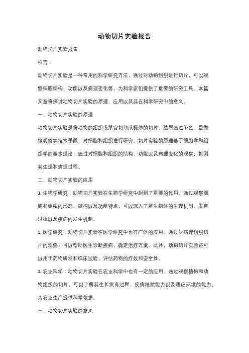 动物切片实验报告