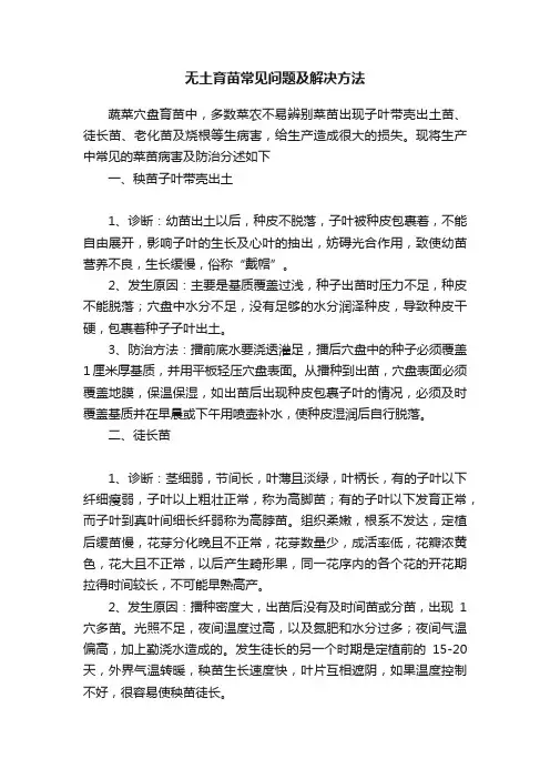 无土育苗常见问题及解决方法
