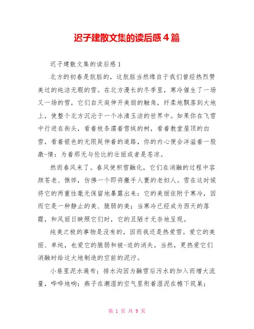 迟子建散文集的读后感4篇