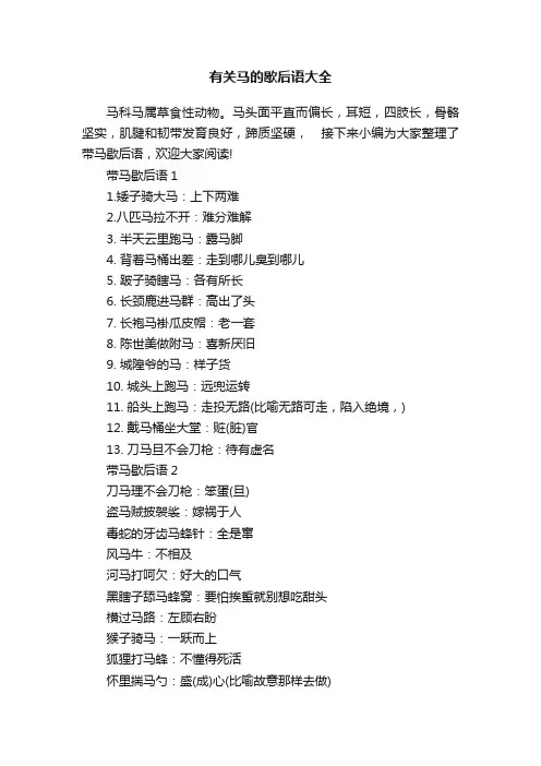 有关马的歇后语大全