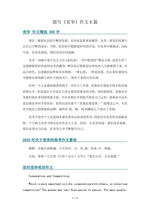 描写《竞争》作文6篇