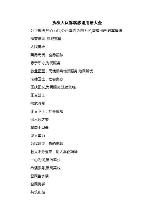 执法大队锦旗感谢用语大全