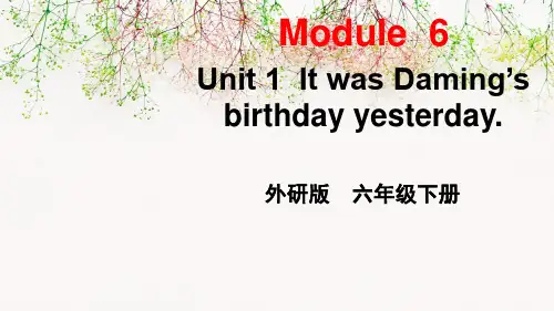 外研版小学英语 六年级下册 Module6 Unit 1 It was Daming’ s birthday yesterday 教学课件PPT