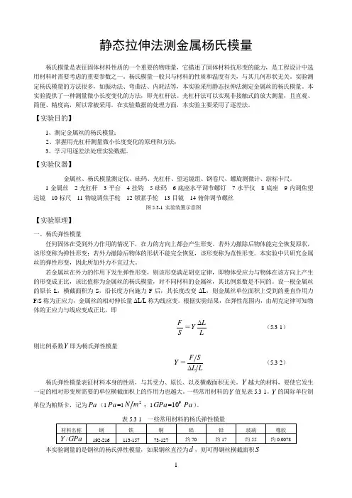 指导书-04静态拉伸法测金属杨氏模量