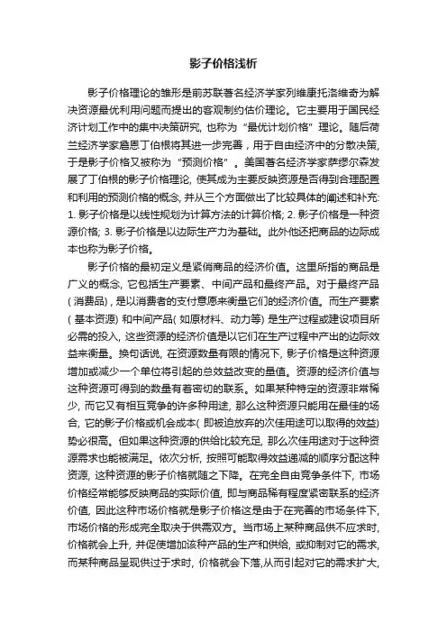 影子价格浅析