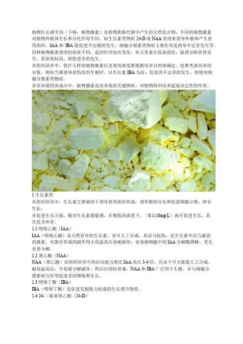 植物生长调节剂(植物激素)在组培中的作用