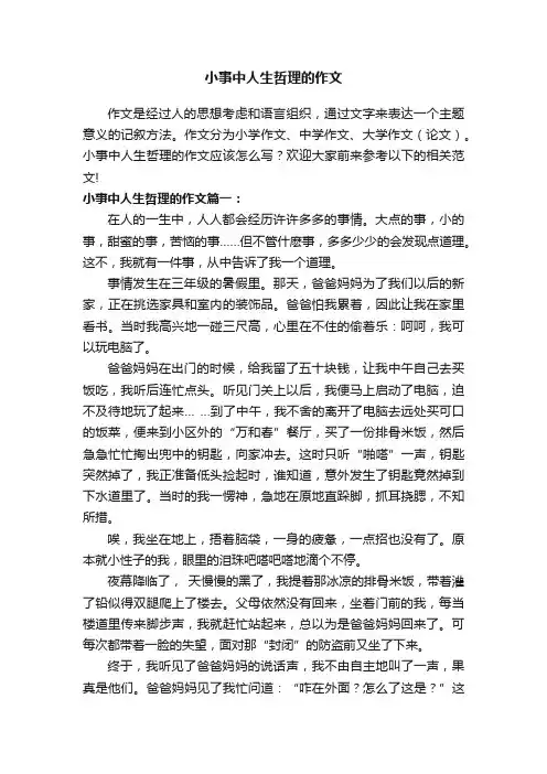 小事中人生哲理的作文
