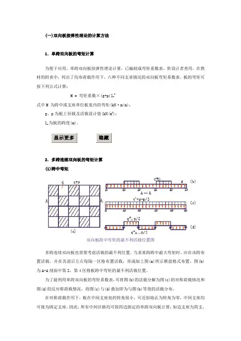 一双向板按弹性理论的计算方法