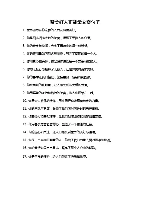 赞美好人正能量文案句子