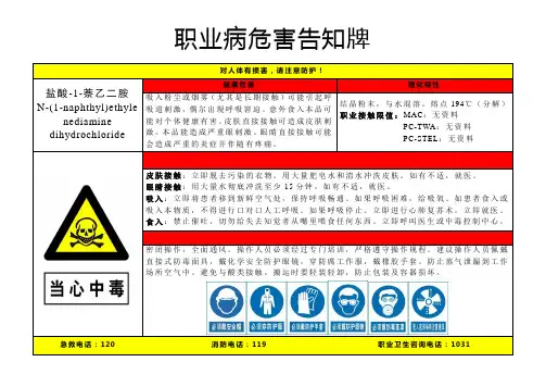盐酸-1-萘乙二胺-职业病危害告知牌