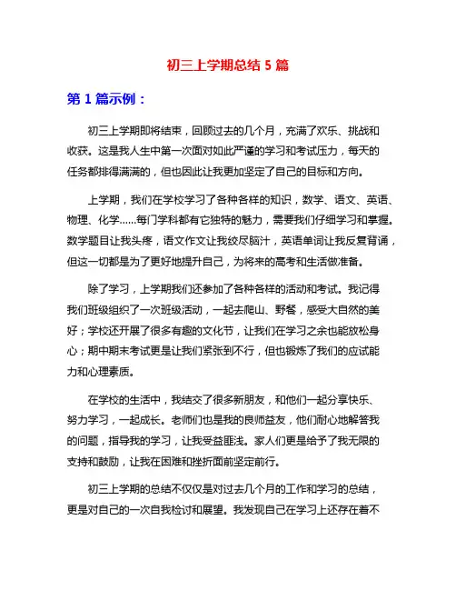 初三上学期总结5篇