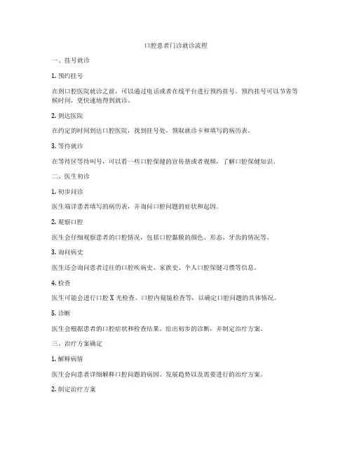 口腔患者门诊就诊流程