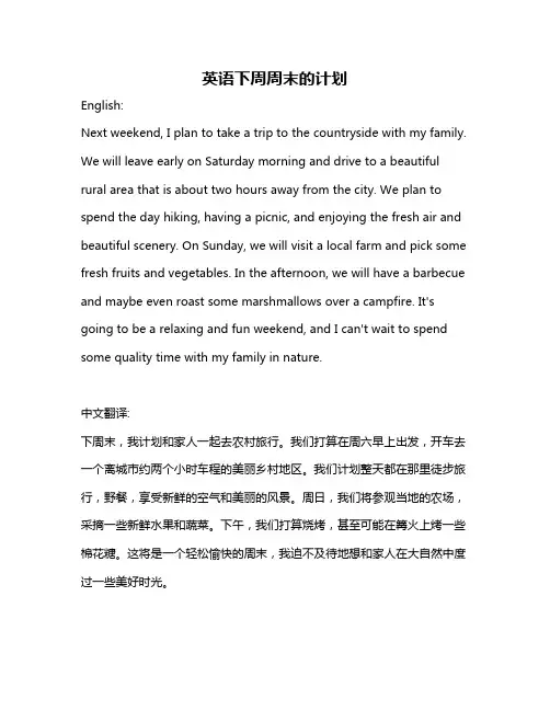 英语下周周末的计划