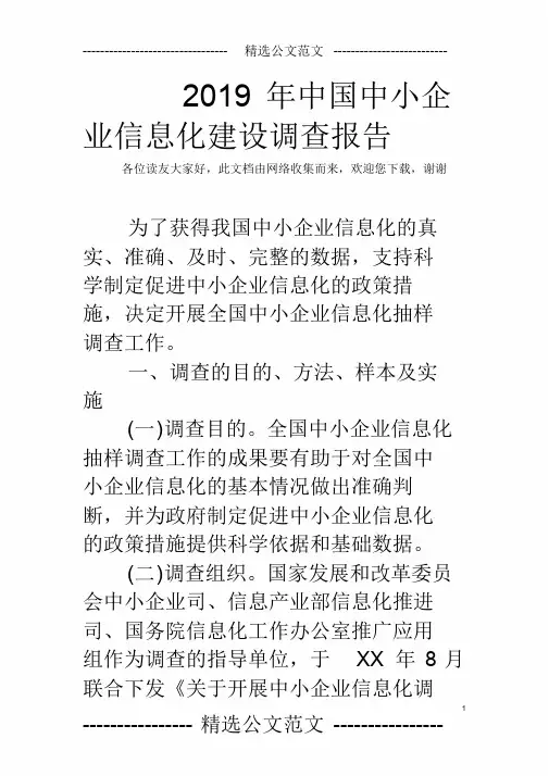 2019年中国中小企业信息化建设调查报告