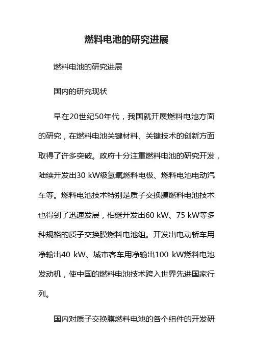 燃料电池的研究进展