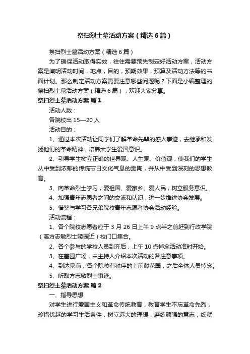 祭扫烈士墓活动方案（精选6篇）