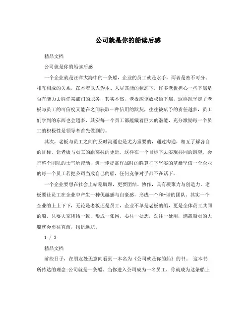 公司就是你的船读后感