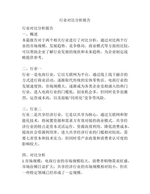 行业对比分析报告