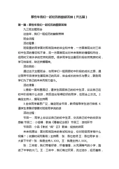 那些年我们一起经历的酸甜苦辣（共五篇）