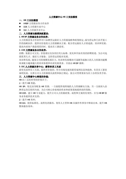 人力资源中心HR三支柱模型