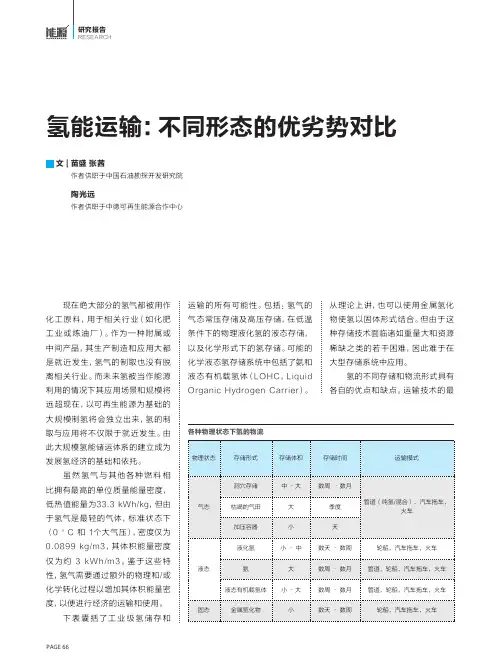 氢能运输：不同形态的优劣势对比