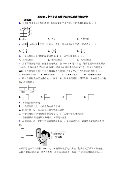 上海延安中学小升初数学期末试卷培优测试卷
