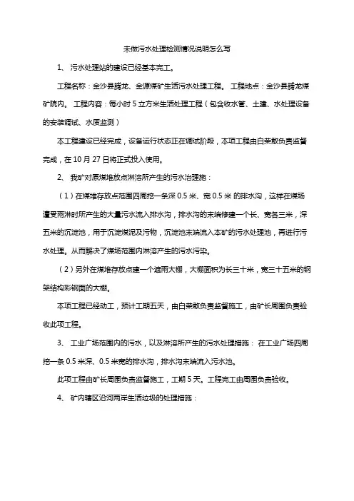 未做污水处理检测情况说明怎么写