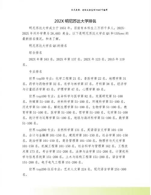202X明尼苏达大学排名.doc