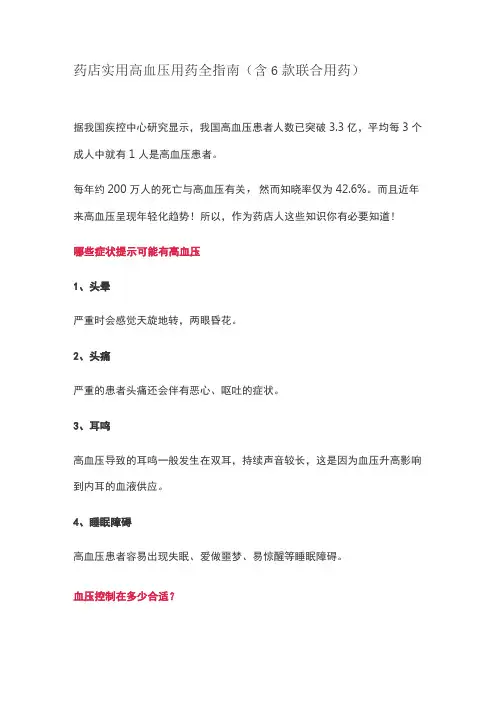 药店实用高血压用药全指南(含6款联合用药)