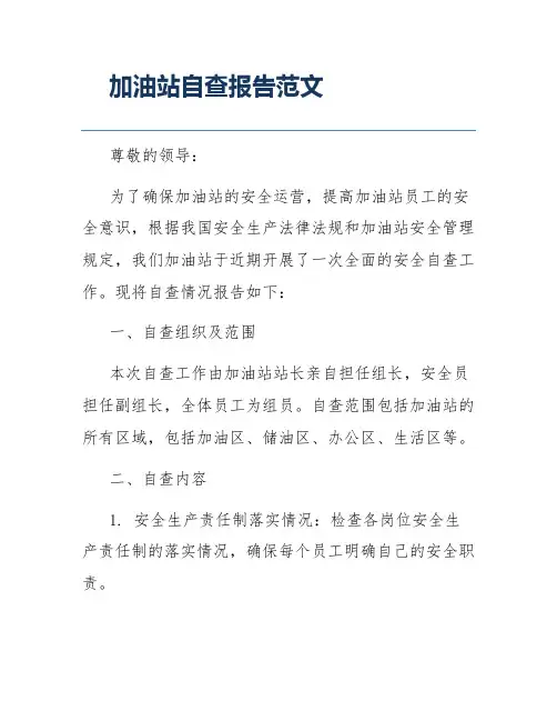 加油站自查报告范文