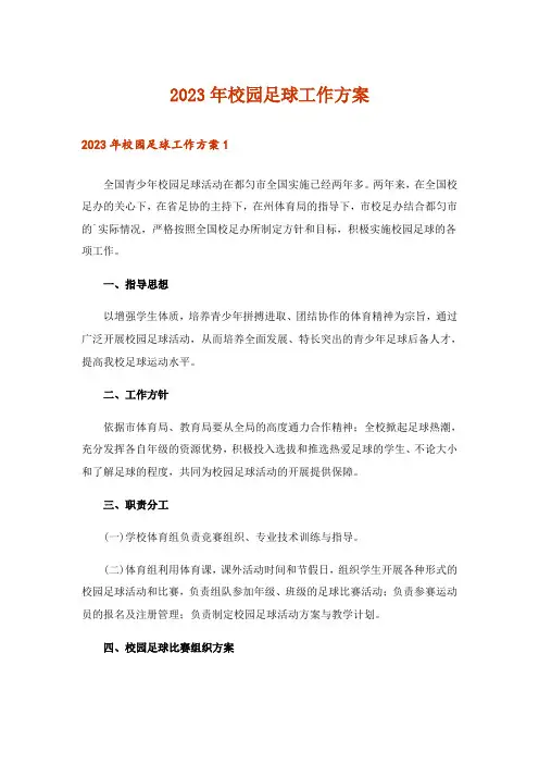 2023年校园足球工作方案