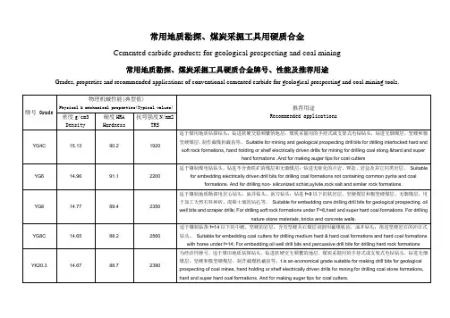 硬质合金牌号及用途对照表