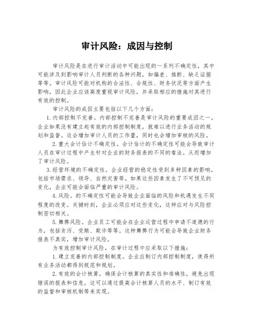 审计风险：成因与控制