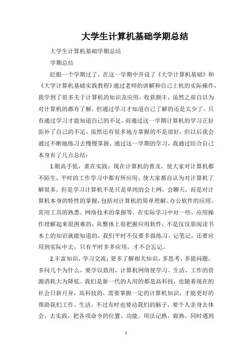 大学生计算机基础学期总结