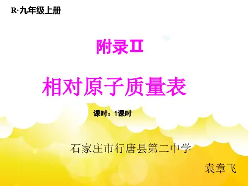 人教版九年级上册化学：附录Ⅱ 相对原子质量表