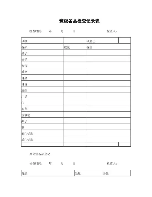 备品登记表
