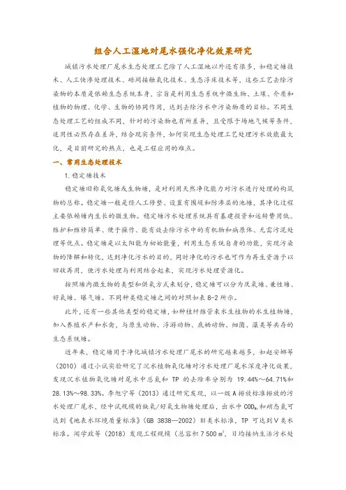 组合人工湿地对尾水强化净化效果研究