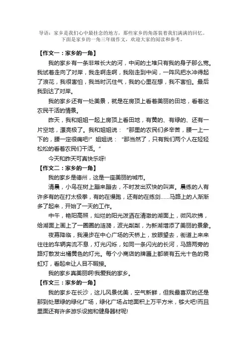 家乡的一角三年级作文精选
