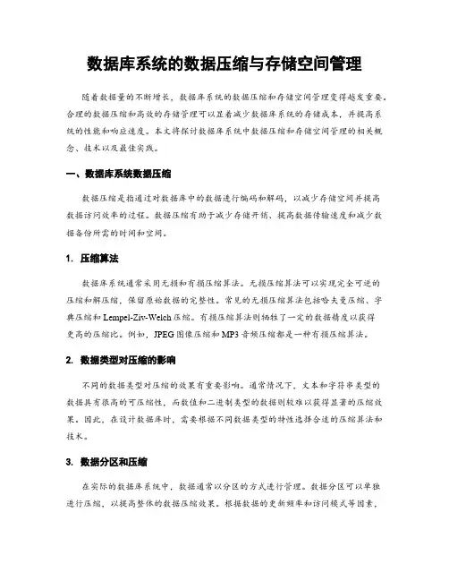 数据库系统的数据压缩与存储空间管理
