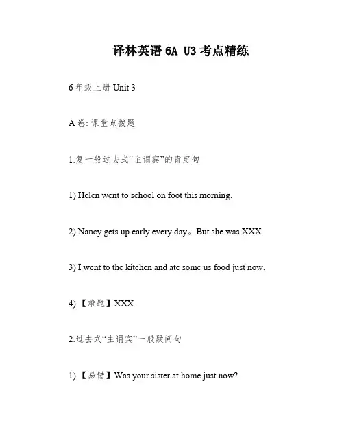 译林英语6A U3考点精练