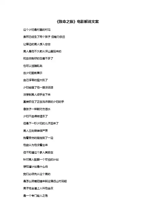 《致命之旅》电影解说文案
