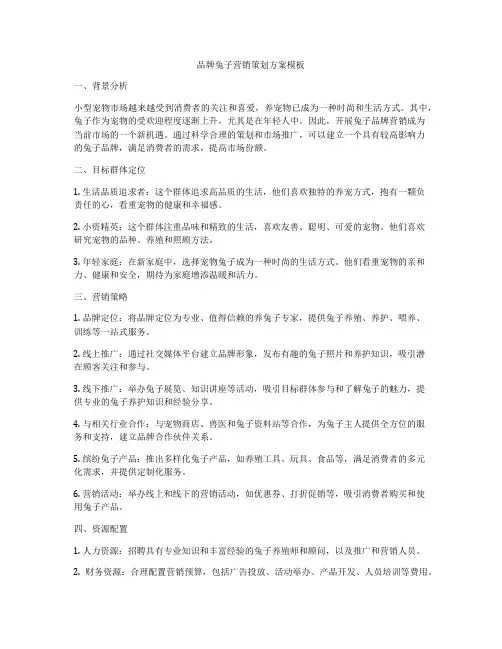 品牌兔子营销策划方案模板