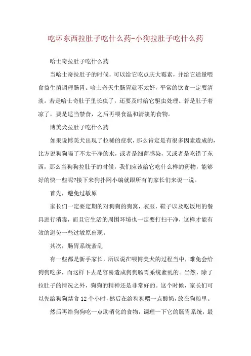 吃坏东西拉肚子吃什么药-小狗拉肚子吃什么药