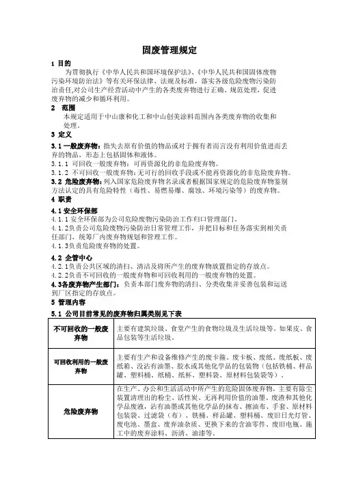 固废管理规定
