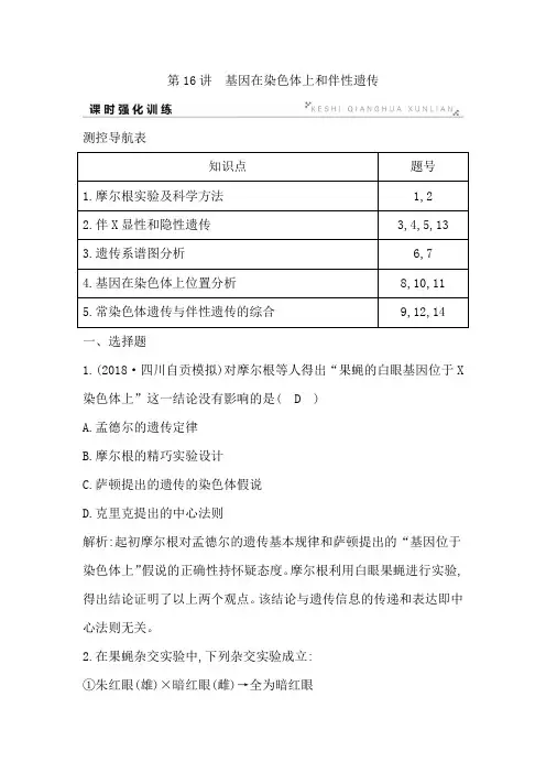 高2020届高2017级一轮复习人教版生物复习资料第16讲 基因在染色体上和伴性遗传