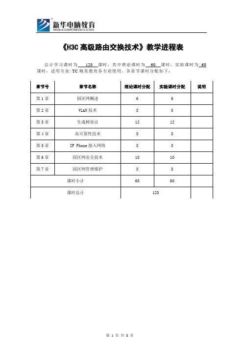 H3C认证高级网络工程师-H3C路由交换技术 (60+60课时)